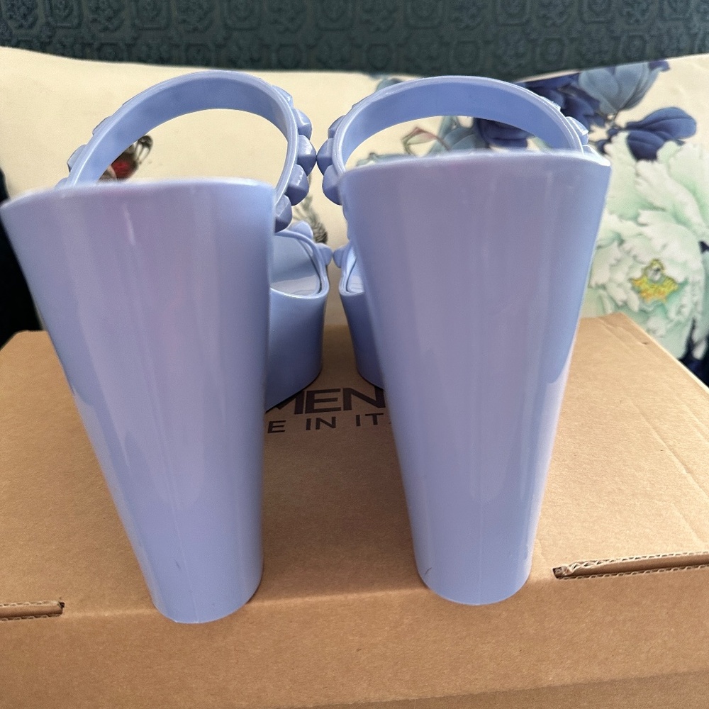 NWOT CARMEN SOL Baby Blue Wedges with box - Picture 3 of 4